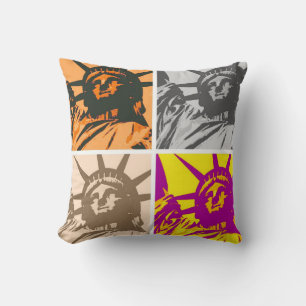 Pop Art Statue of Liberty Four Colours Throw Pillow