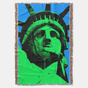 Pop Art Statue of Liberty Throw Blanket