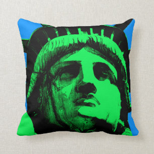Pop Art Statue of Liberty Throw Pillow