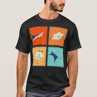 Pop Art Stingray Aquarium Animal Scuba Diver Ocean T-Shirt