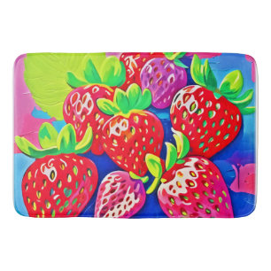 Pop Art Strawberries Bath Mat