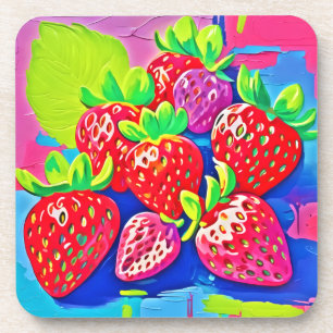 Pop Art Strawberries Coaster