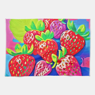 Pop Art Strawberries Kitchen Towel