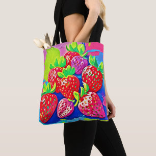 Pop Art Strawberries Tote Bag