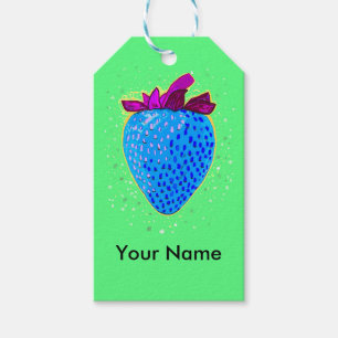 Pop Art Strawberry Blue Gift Tags