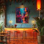 Pop Art: Street of Night City Photo Print<br><div class="desc">This vibrant pop art design captures a city street lit by neon lights and colorful reflexes on a rainy night. The work conveys the energy and dynamism of night-time urban life, highlighting the beauty of wet streets and bright signs. Perfect for those looking to add a touch of modernity and...</div>
