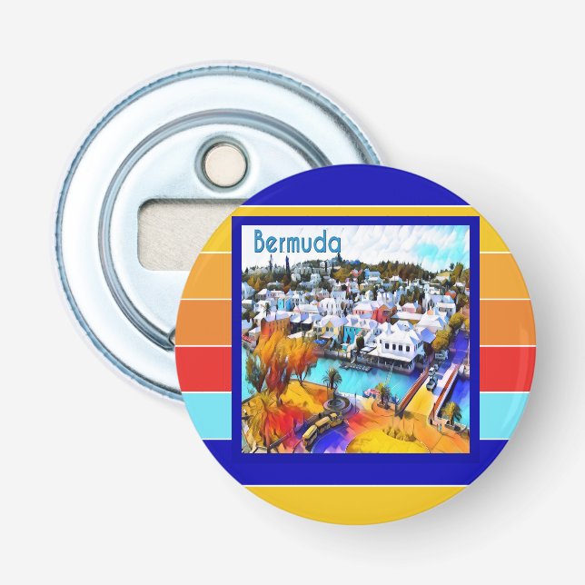 Pop Art Stripes Bermuda  Bottle Opener (Front)