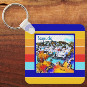 Pop Art Stripes Bermuda  Keychain