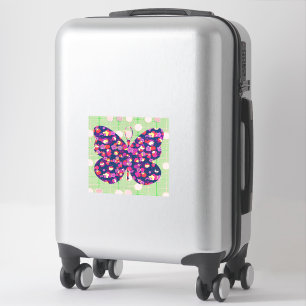 Pop Art Style Butterfly on Vintage Look Sticker