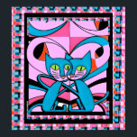 Pop Art Style Cats, Art Print, Maximalist Décor Poster<br><div class="desc">Enjoy this 60s pop art two cats, in pink, rose, and blue. Great for people who enjoy maximalist decor, cat wall art. You can personalize this design with a monogram, name, or photos. Contact the designer for special requests or assistance. © Copyright 2023 P.D., Patterns & Paintings & Graphics. All...</div>