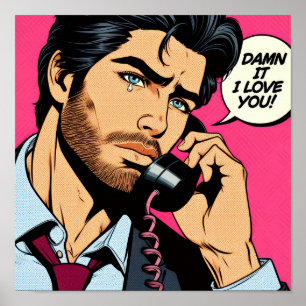 Pop art style hunky guy Poster