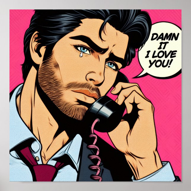 Pop art style hunky guy Poster (Devant)