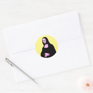 Pop Art Style Mona Lisa Classic Round Sticker