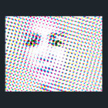 Pop Art Style Portrait Poster<br><div class="desc">Inspired by pop art. This optical illusion looks like a string of random dots up close,  but move farther away an it reveals itself to be a portrait of a woman's face.</div>