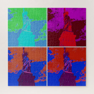 Pop Art Style Statue of Liberty Jigsaw Puzzle