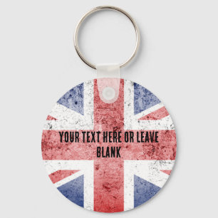 Pop-art style Union Jack design. Customize text Keychain