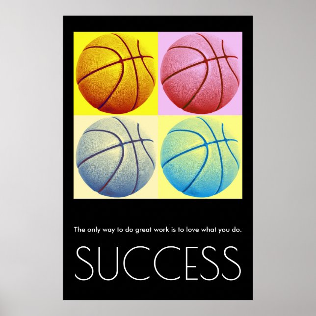 Pop Art Success Motivational Basketball Trendy Poster (Front)