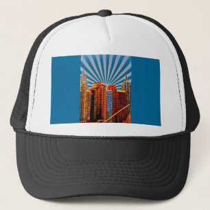 Pop Art Sunrise Skyline Trucker Hat