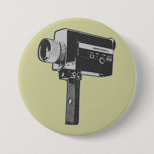 Pop Art Super 8 Movie Camera 3 Inch Round Button
