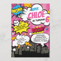 Pop Art Super Hero Invitation Anniversaire