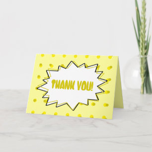 Pop Art Thank You Card - Yellow Halftone