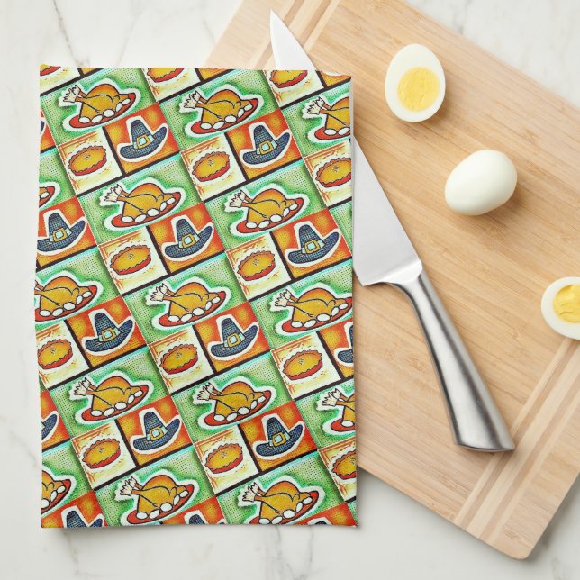 Pop Art Thanksgiving Diner Serviette (Quart Plié)