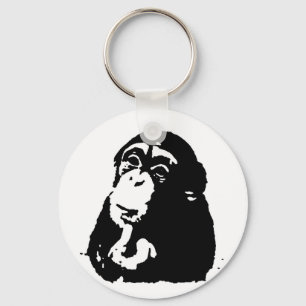 Pop Art Thinking Chimpanzee Keychain