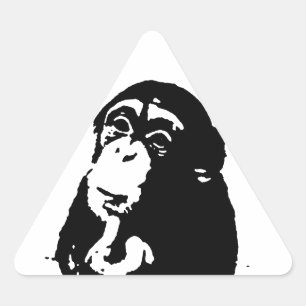 Pop Art Thinking Chimpanzee Triangle Sticker