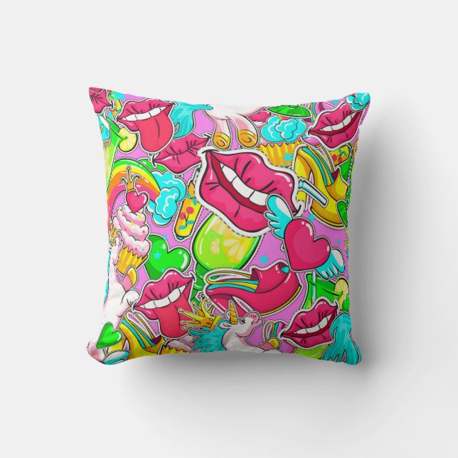 Pop Art Throw Pillow (Front)