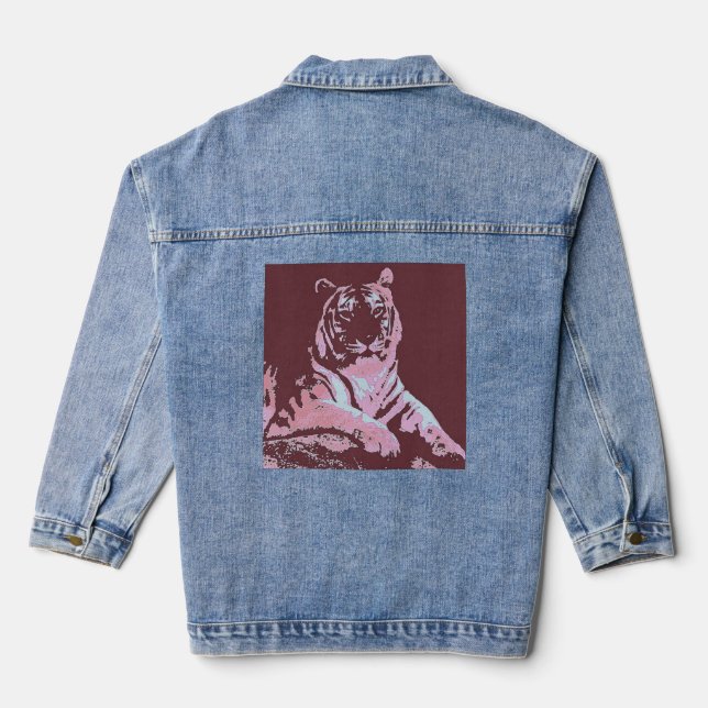 Pop Art Tiger0 Denim Jacket (Back)