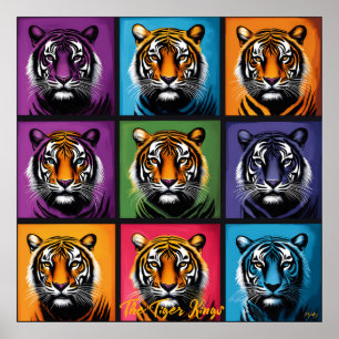 Pop Art Tiger Grid Bold Wall Art