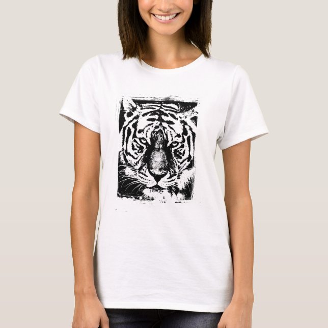 Pop Art Tiger Head Trendy Elegant Modern Template T-Shirt (Front)