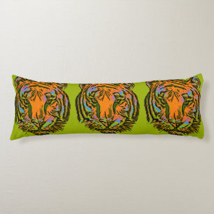 Pop Art TIGER HEAD + your backgr. & ideas Body Pillow