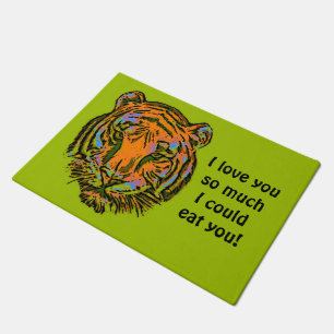 Pop Art TIGER HEAD + your backgr. & ideas Doormat