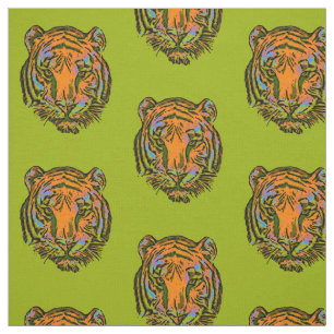 Pop Art TIGER HEAD + your backgr. & ideas Fabric