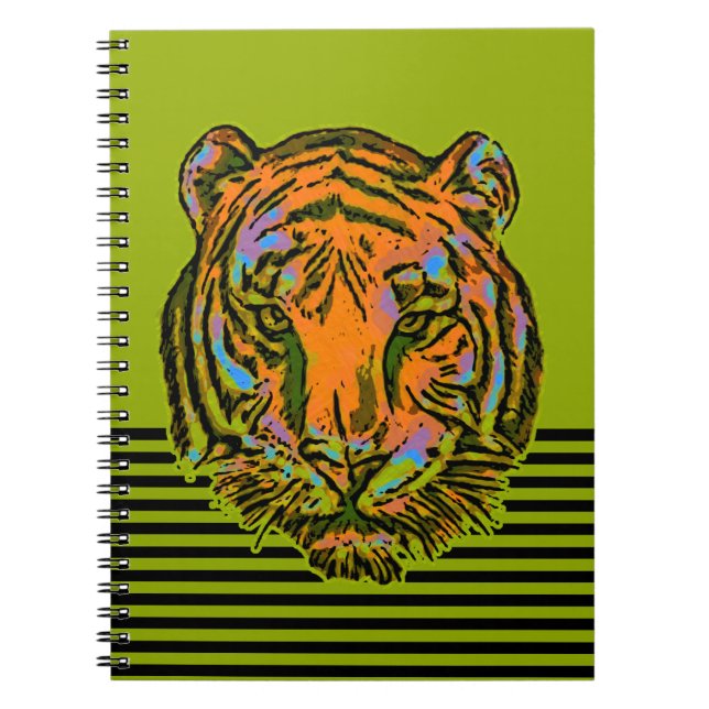 Pop Art TIGER HEAD + your backgr. & ideas Notebook (Front)