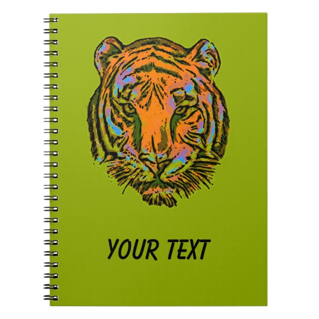 Pop Art TIGER HEAD + your backgr. & ideas Notebook (Front)