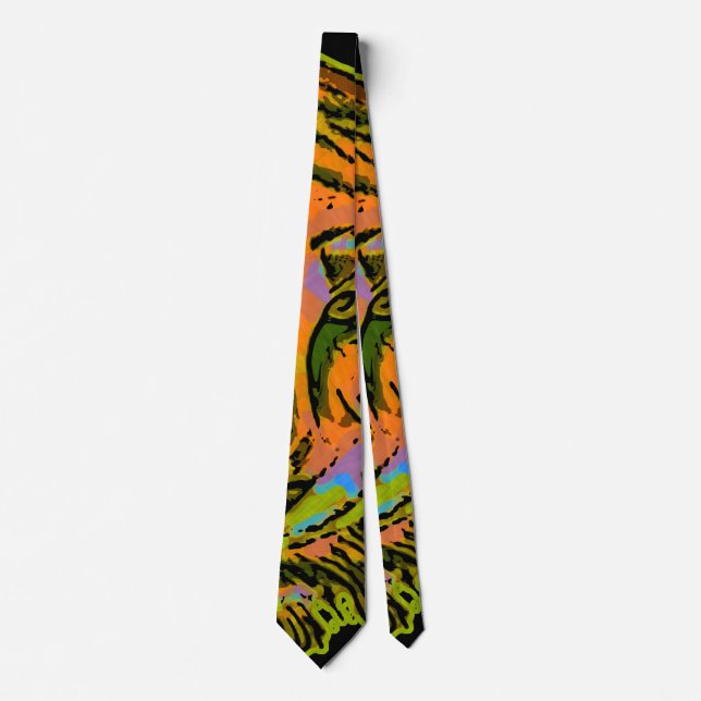 Pop Art TIGER HEAD + your backgr. & ideas Tie (Front)