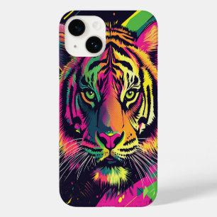 Pop Art Tiger Illustration with Neon Colors Case-Mate iPhone 14 Case