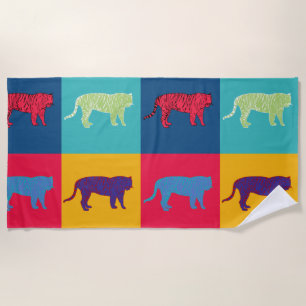 Pop Art Tigers  Beach Towel