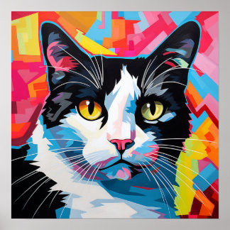 Pop Art Tuxedo Cat Poster
