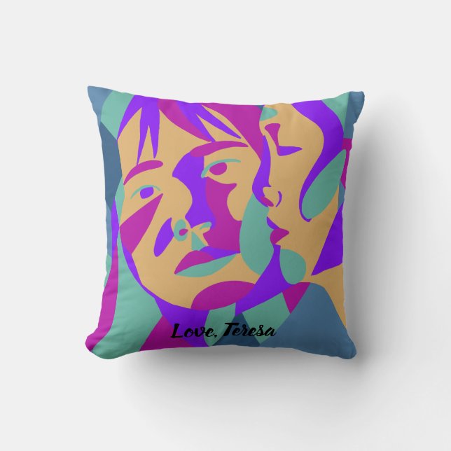Pop Art | Two Women | Rumi Love Quote Throw Pillow (Front)