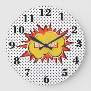 Pop art typography retro style large clock