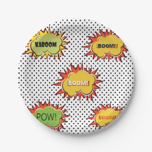 Pop art typography retro style theme design paper plate (Front)