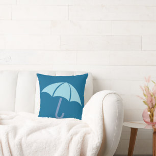 Pop Art Umbrella Blue Throw Pillow