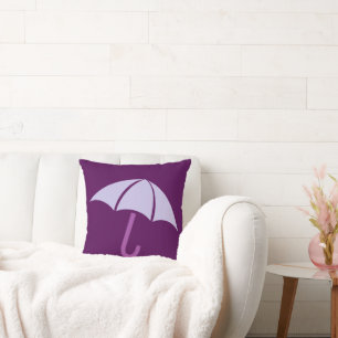 Pop Art Umbrella Purple Throw Pillow
