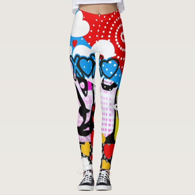 Pop Art Valentine Leggings (Front)