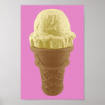 Pop Art Vanilla Ice Cream Cone Poster<br><div class="desc">I scream, you scream, we all scream for ice cream; or an ice cream cone! How about a scrumptious vanilla ice cream cone? The Pop Art Vanilla Ice Cream Cone graphic features a big scoop of vanilla ice cream sitting atop delicious cone. The pop art image results from an original...</div>