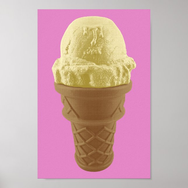 Pop Art Vanilla Ice Cream Cone Poster (Front)