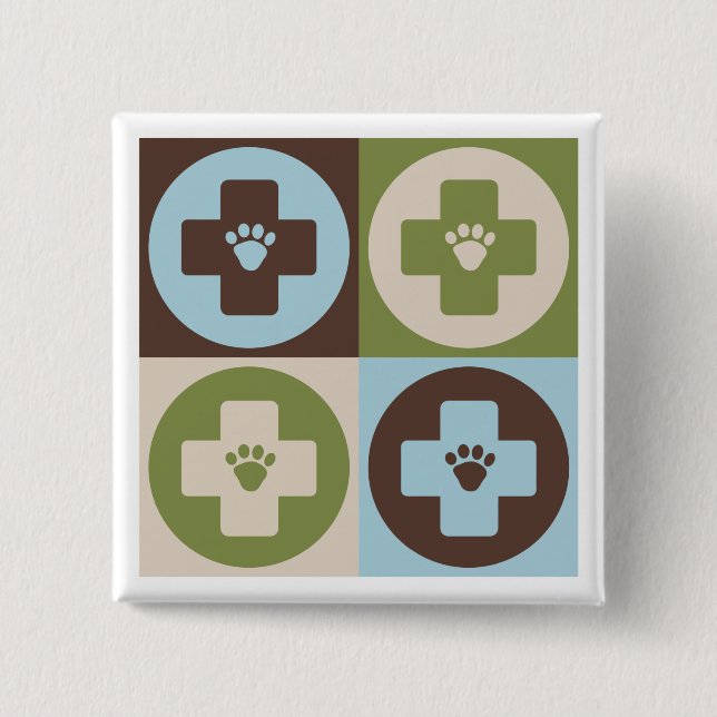 Pop Art Veterinary Medicine 2 Inch Square Button (Front)